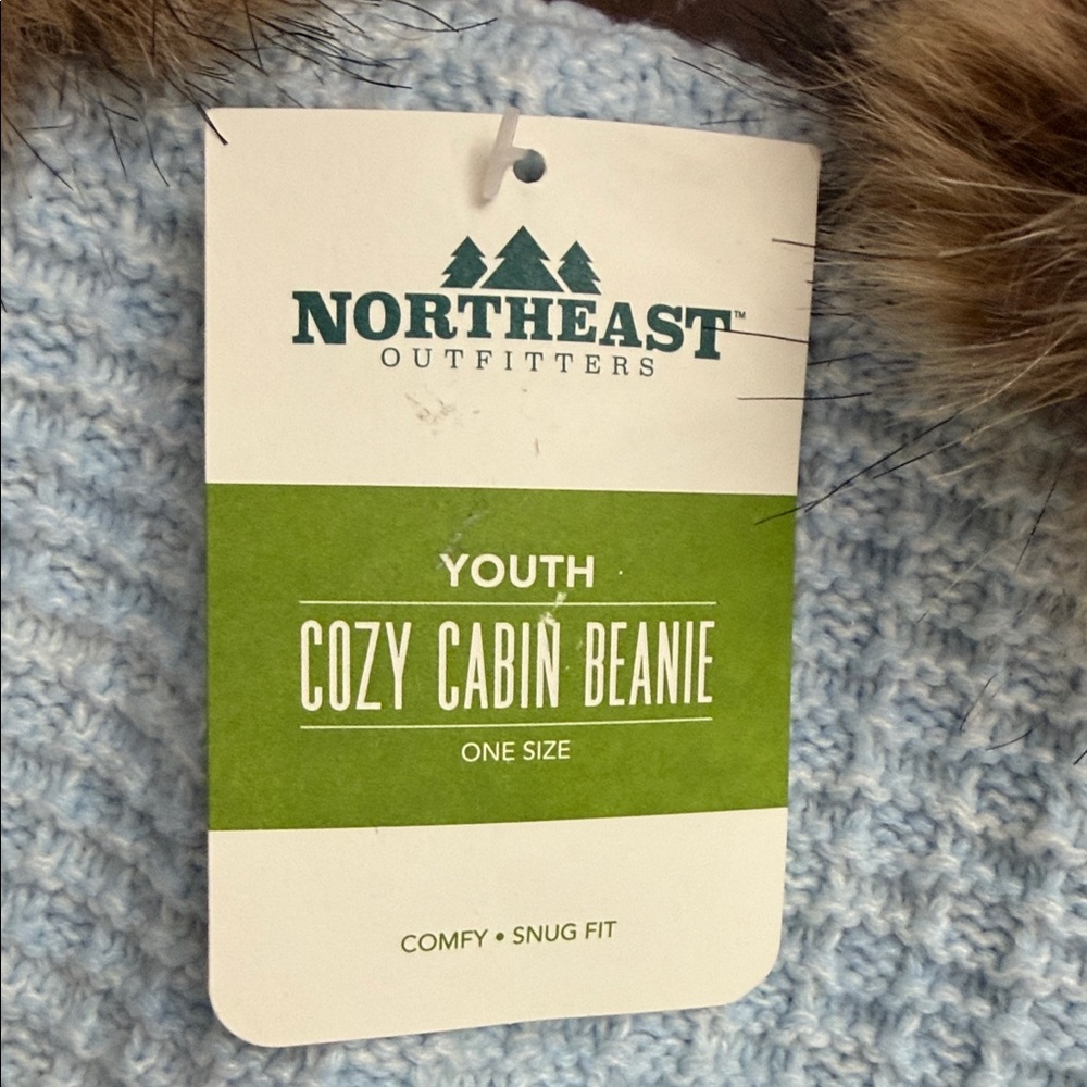 Northeast Outfitters Kids Cozy Beanie - Light Blue and Brown‎ - Picture 3 of 4